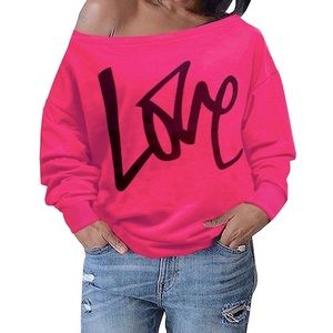 💗NWT LOVE Off The Shoulder Slouchy Lightweight Sweatshirt